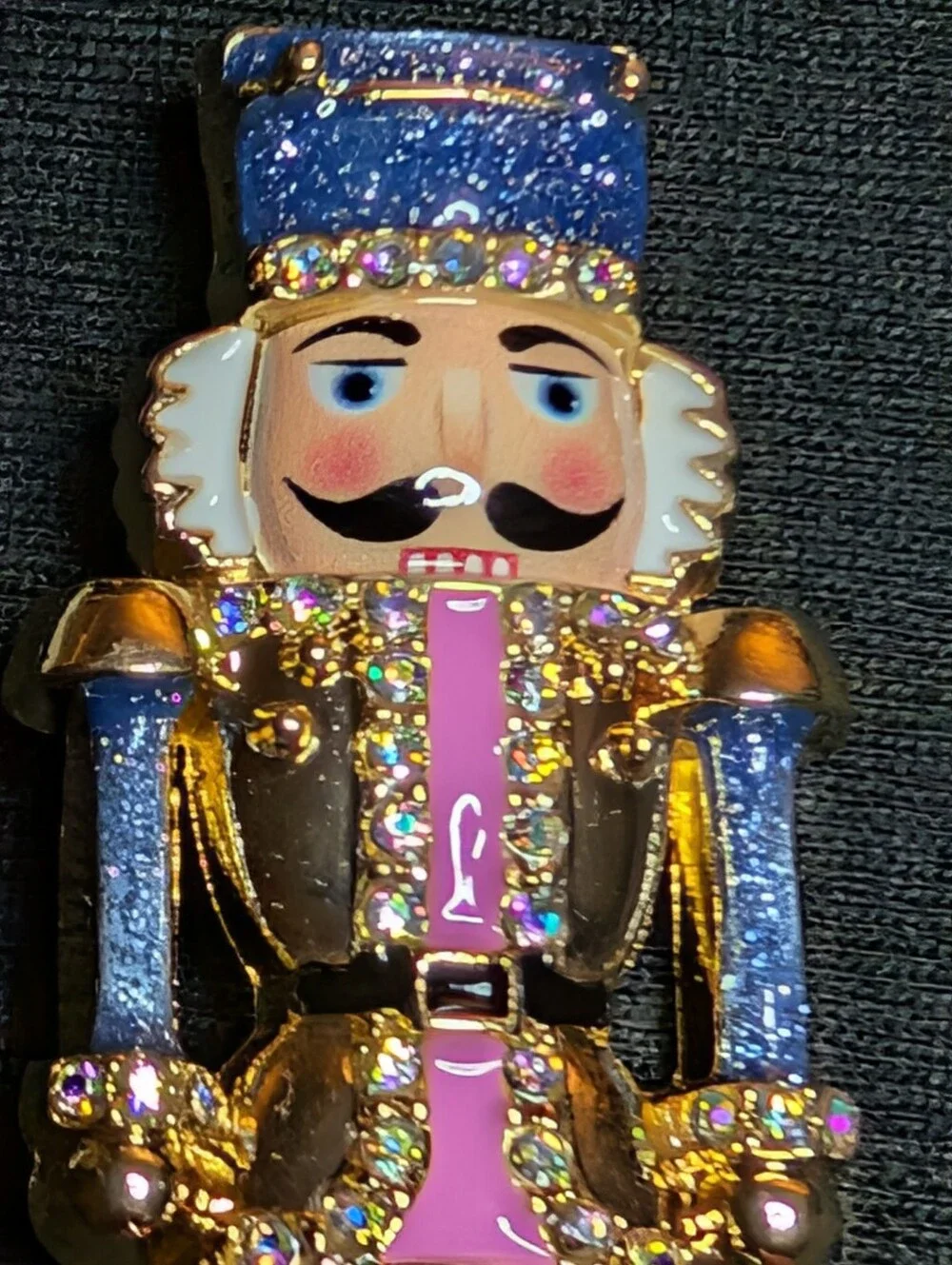 Decorative Nutcracker Figurine Pin in Pink and Blue